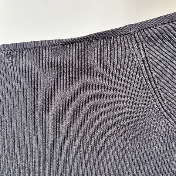 Elizabeth and James Ribbed Off the Shoulder Top Bell Sleeve Dark Gray - Picture 5 of 8